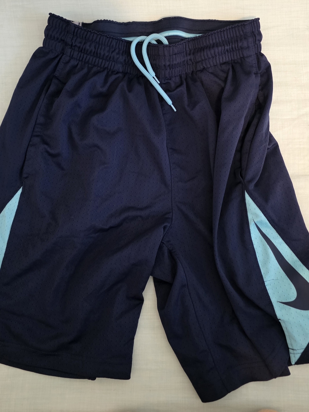 Nike Navy Shorts with Light Blue Swoosh Accents